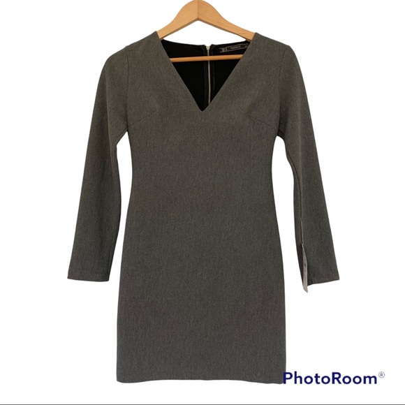 Zara Trafulac Grey Bodycon Longsleeve Mini Sz M - Picture 1 of 6